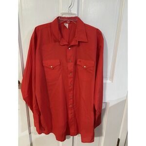 Vintage Malco Modes Red Pearl Snap Shirt Men's XL Tall